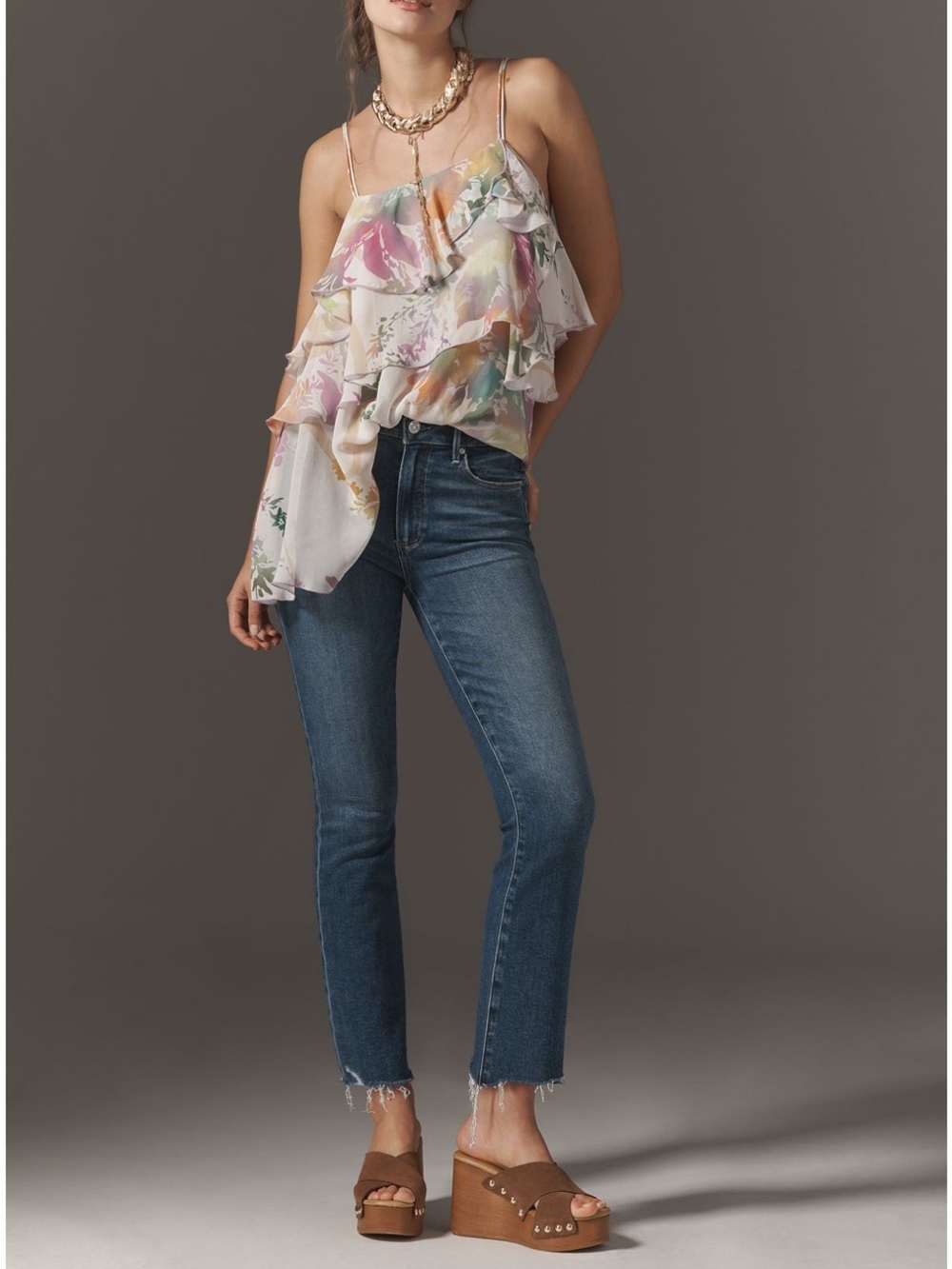 Paige Mid-Rise Colette High Rise (more mid rise) Kick Crop Jeans in Vesper wash